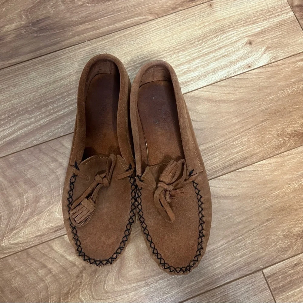 Peace Moccasins Women’s Brown Suede Moccasins Size 8.5 | Leather Tassel Loafers - Picture 3 of 6